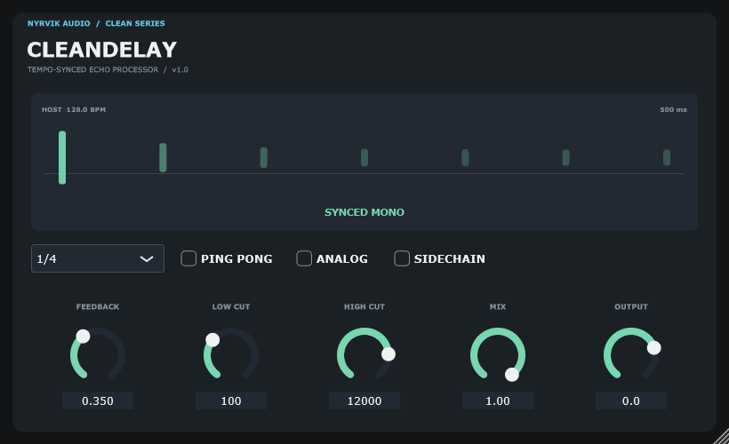 NYRVIK CleanDelay delay plugin interface