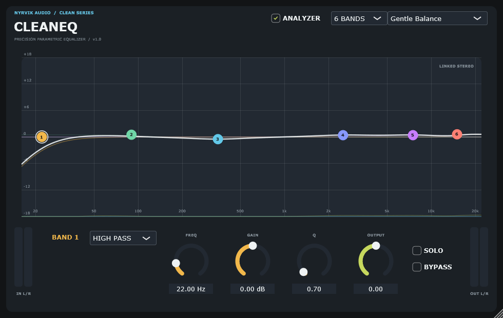 NYRVIK CleanEQ parametric EQ plugin interface