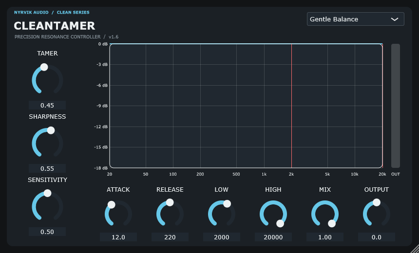 NYRVIK CleanTamer resonance control plugin interface
